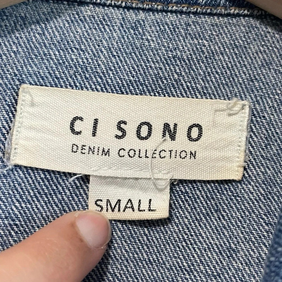 Ci Sono Distressed Freyed Hem Denim Jacket - Size Small - Picture 2 of 7